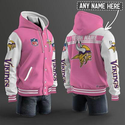 Minnesota Vikings Hooded Letterman Jacket Custom Name Brdct3da2005