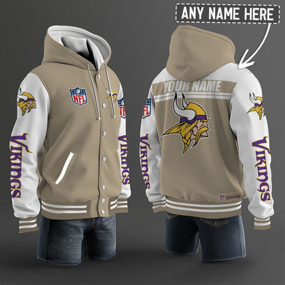 Minnesota Vikings Hooded Letterman Jacket Custom Name Brdct3da2005