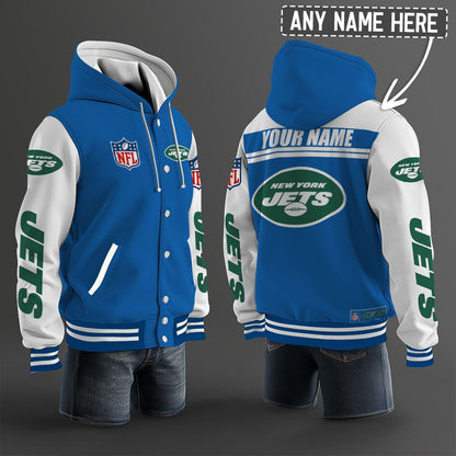 New York Jets Hooded Letterman Jacket Custom Name Brdct3da2405