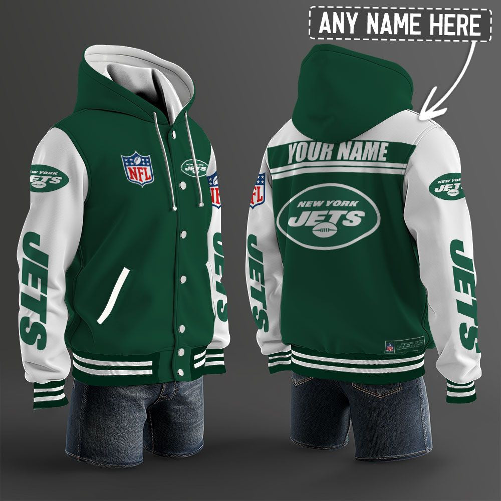 New York Jets Hooded Letterman Jacket Custom Name Brdct3da2405