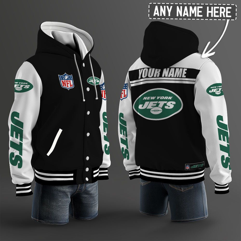 New York Jets Hooded Letterman Jacket Custom Name Brdct3da2405