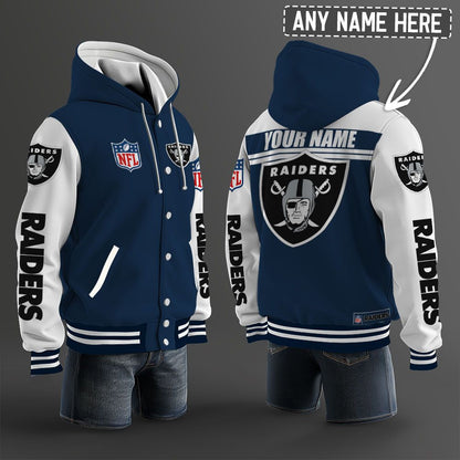 Las Vegas Raiders Hooded Letterman Jacket Custom Name Brdct3da2505
