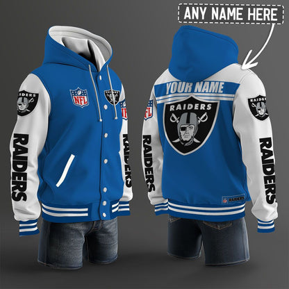 Las Vegas Raiders Hooded Letterman Jacket Custom Name Brdct3da2505