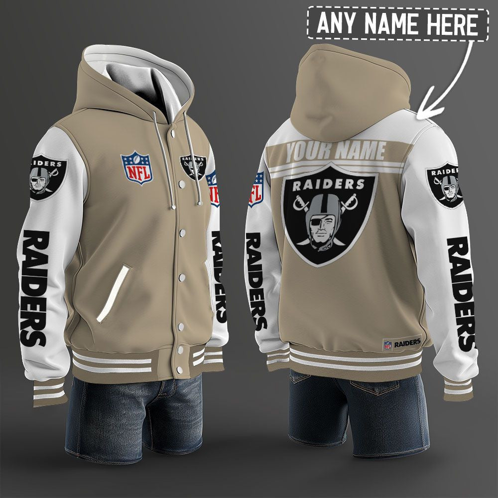 Las Vegas Raiders Hooded Letterman Jacket Custom Name Brdct3da2505