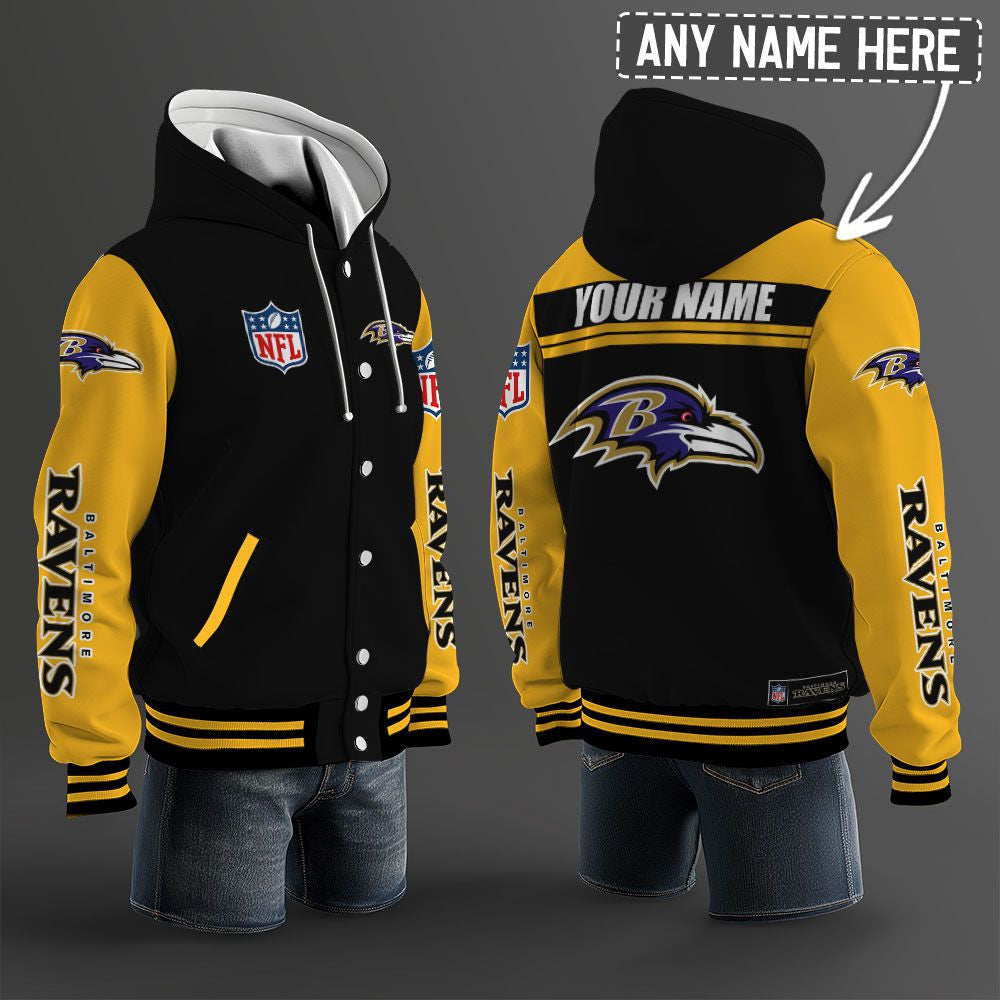 Baltimore Ravens Hooded Letterman Jacket Custom Name Brdct3da0305