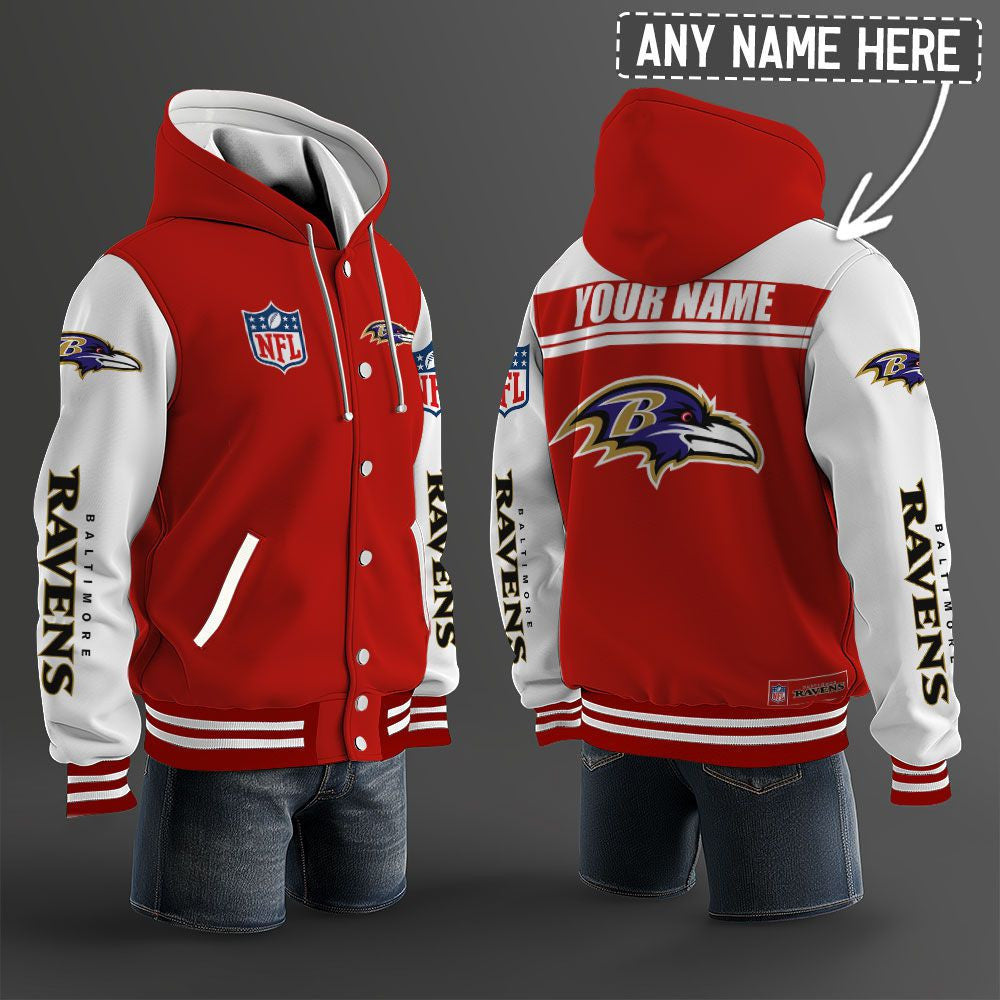 Baltimore Ravens Hooded Letterman Jacket Custom Name Brdct3da0305