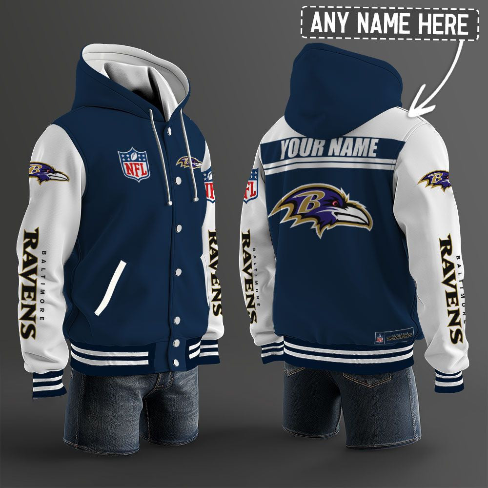 Baltimore Ravens Hooded Letterman Jacket Custom Name Brdct3da0305