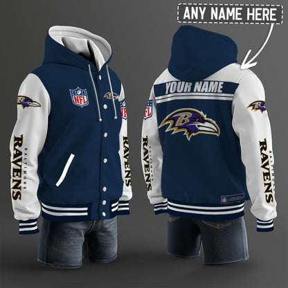 Baltimore Ravens Hooded Letterman Jacket Custom Name Brdct3da0305