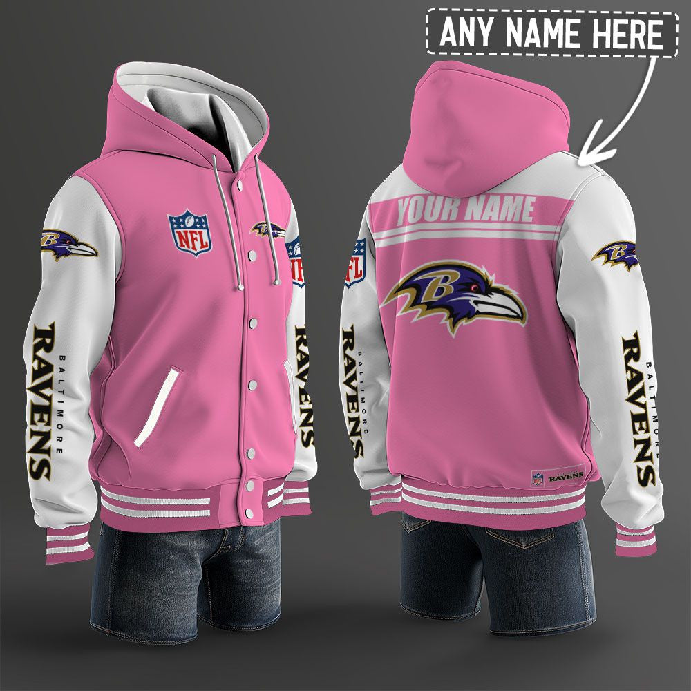 Baltimore Ravens Hooded Letterman Jacket Custom Name Brdct3da0305