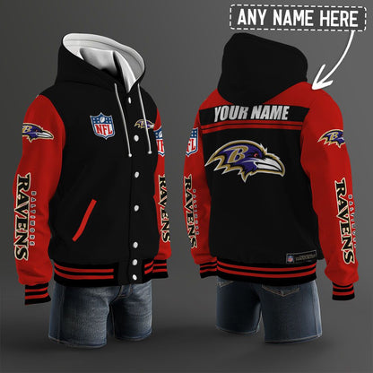 Baltimore Ravens Hooded Letterman Jacket Custom Name Brdct3da0305