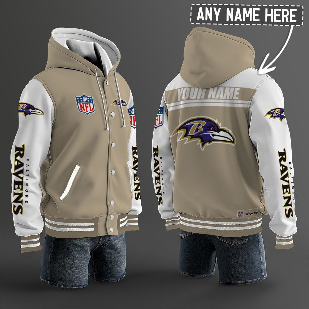 Baltimore Ravens Hooded Letterman Jacket Custom Name Brdct3da0305