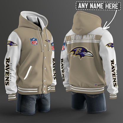 Baltimore Ravens Hooded Letterman Jacket Custom Name Brdct3da0305