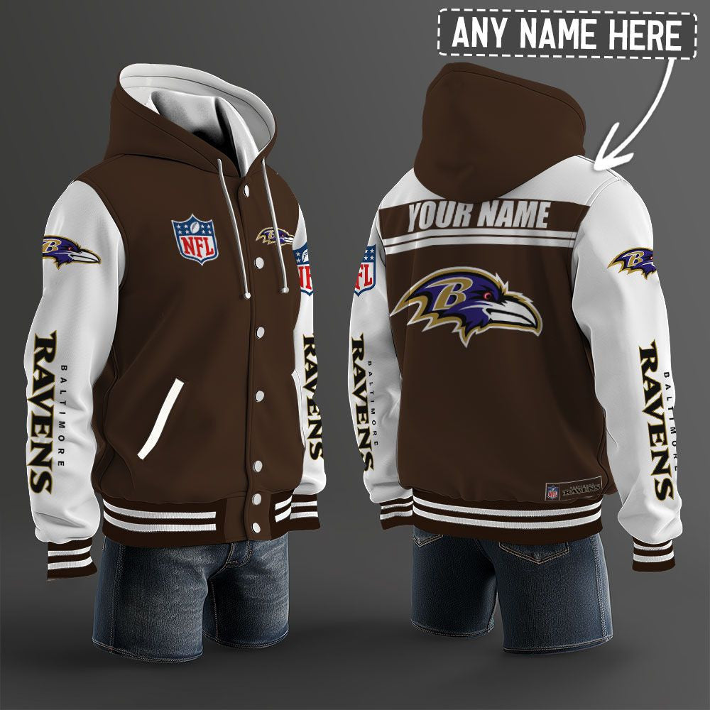 Baltimore Ravens Hooded Letterman Jacket Custom Name Brdct3da0305