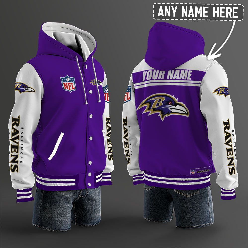 Baltimore Ravens Hooded Letterman Jacket Custom Name Brdct3da0305
