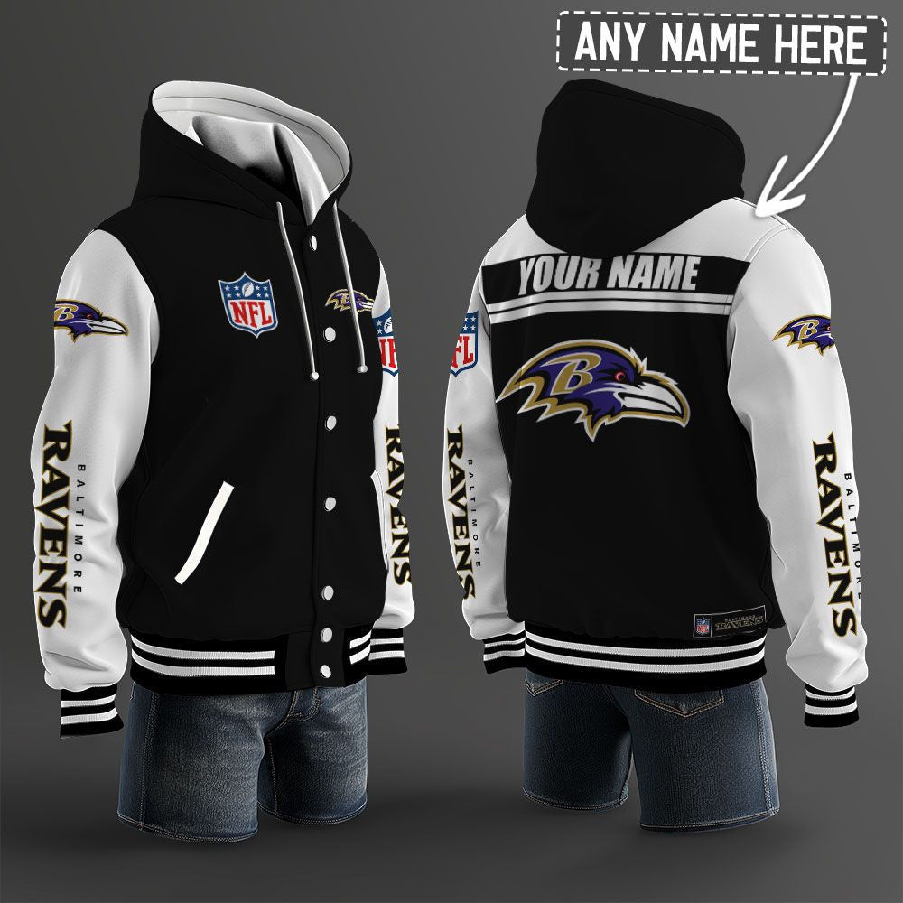 Baltimore Ravens Hooded Letterman Jacket Custom Name Brdct3da0305
