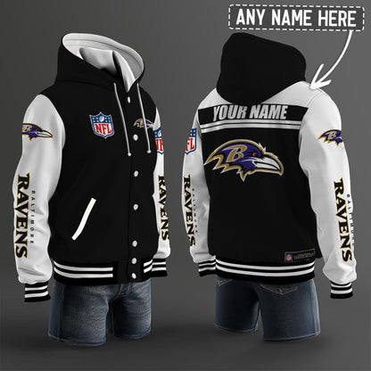 Baltimore Ravens Hooded Letterman Jacket Custom Name Brdct3da0305