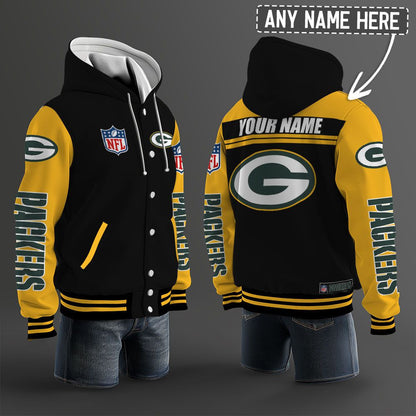 Green Bay Packers Hooded Letterman Jacket Custom Name Brdct3da1205