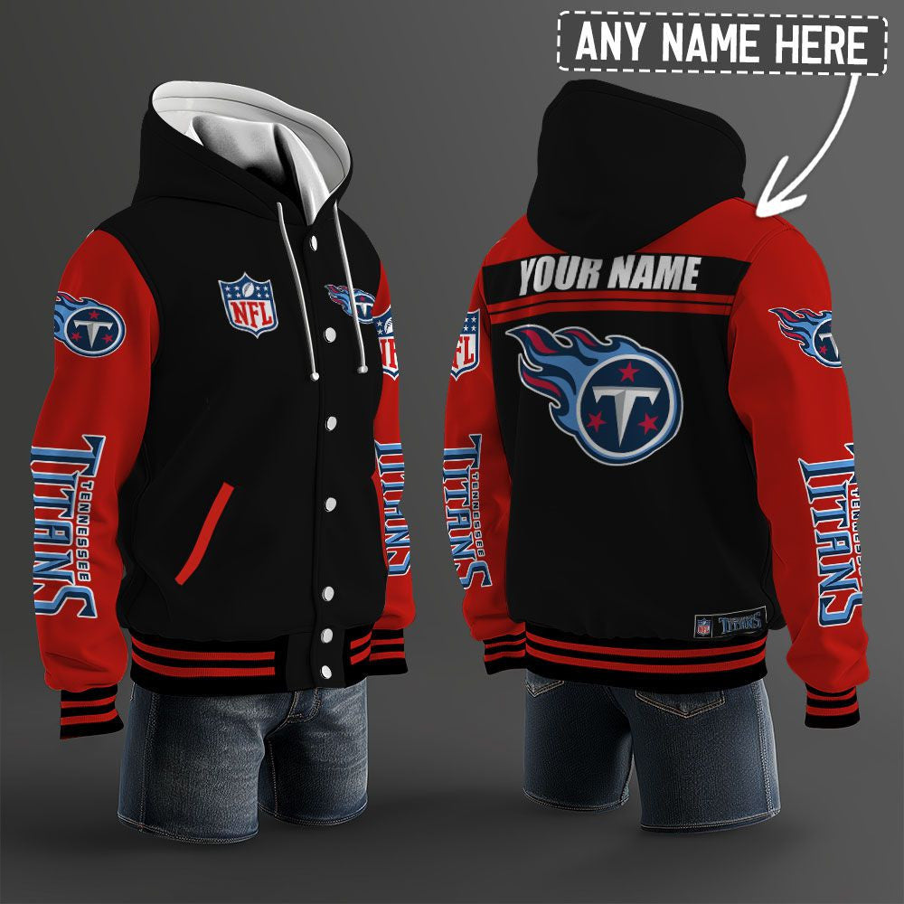Tennessee Titans Hooded Letterman Jacket Custom Name Brdct3da3105