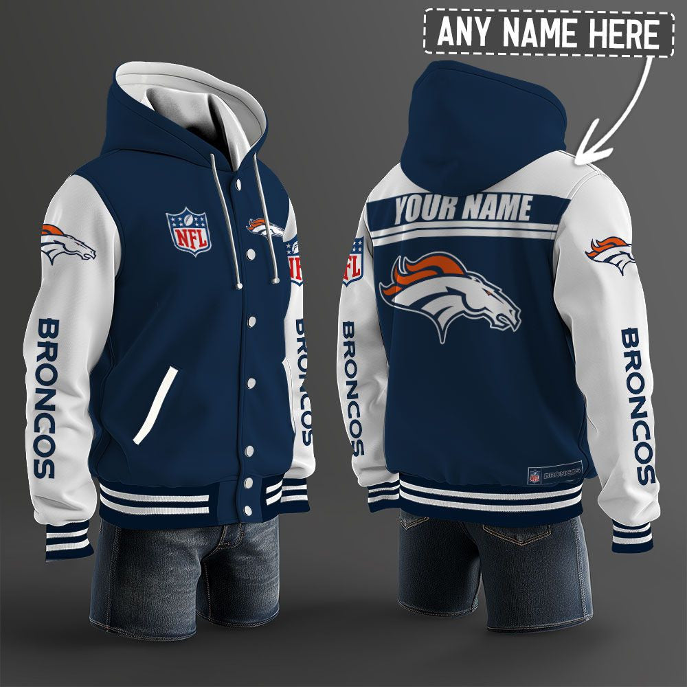 Denver Broncos Hooded Letterman Jacket Custom Name Brdct3da1005