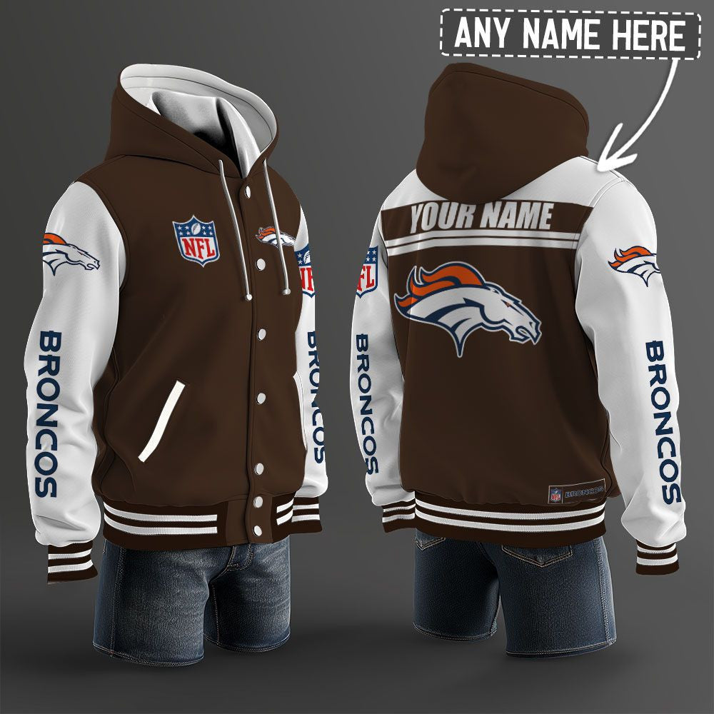 Denver Broncos Hooded Letterman Jacket Custom Name Brdct3da1005