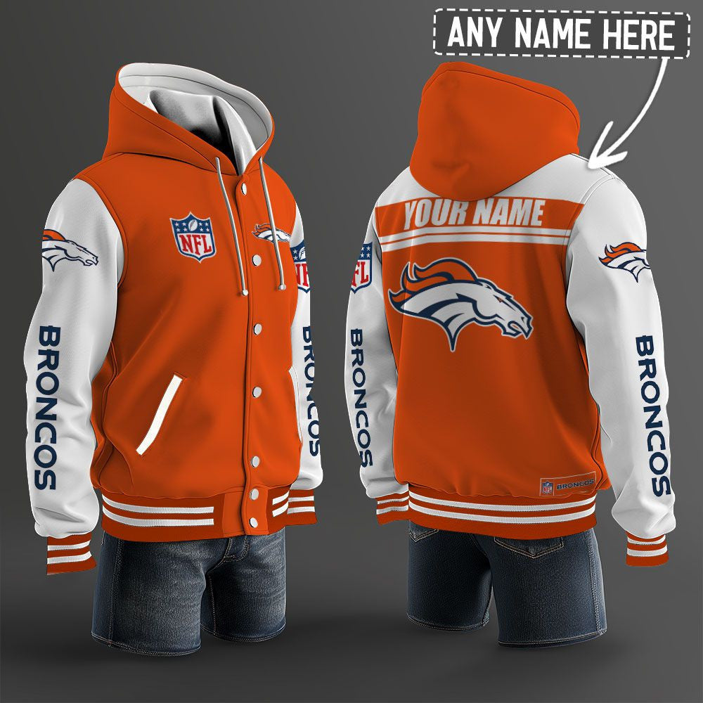Denver Broncos Hooded Letterman Jacket Custom Name Brdct3da1005