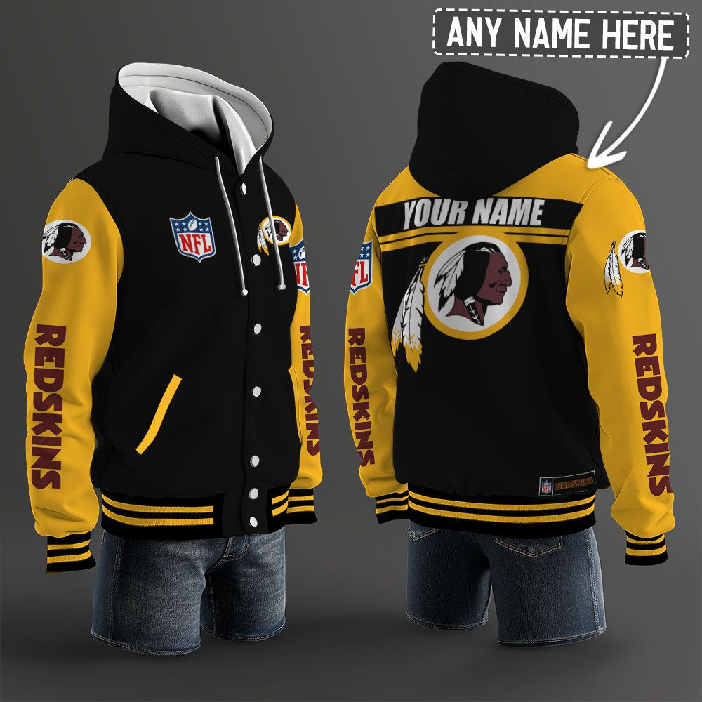 Washington Football Team Hooded Letterman Jacket Custom Name Brdct3da3305
