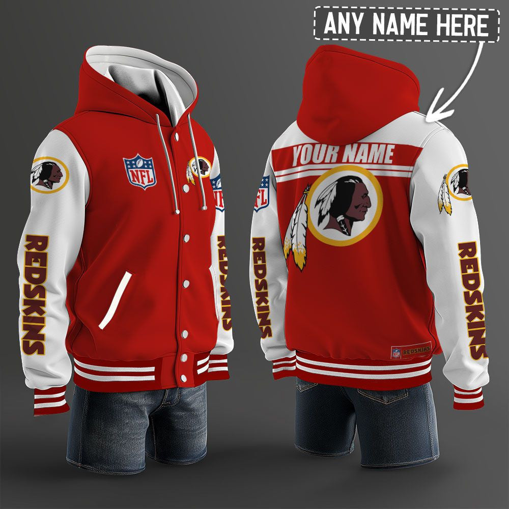 Washington Football Team Hooded Letterman Jacket Custom Name Brdct3da3305