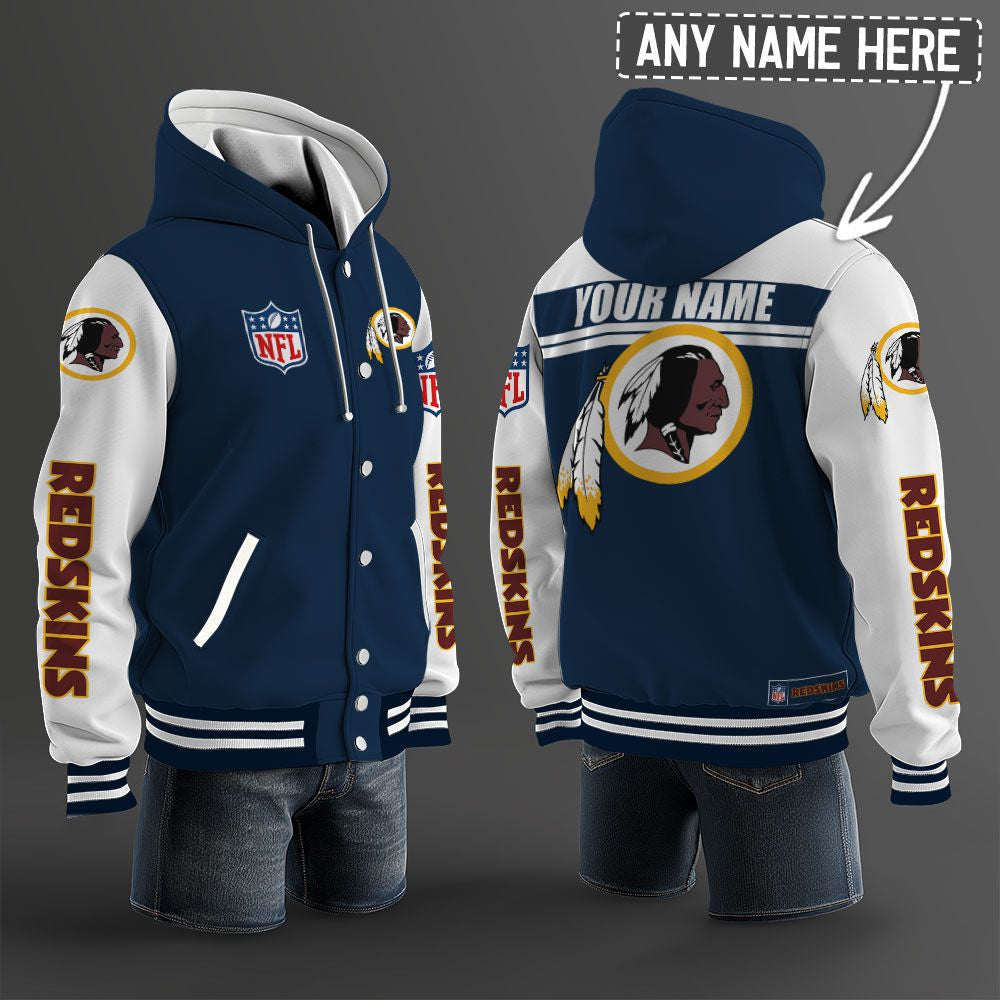 Washington Football Team Hooded Letterman Jacket Custom Name Brdct3da3305