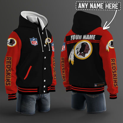 Washington Football Team Hooded Letterman Jacket Custom Name Brdct3da3305