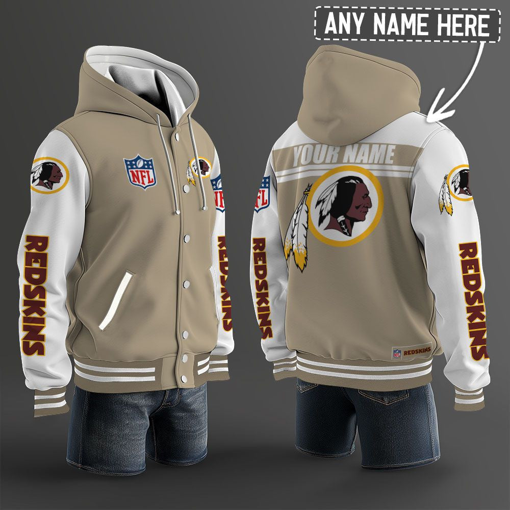 Washington Football Team Hooded Letterman Jacket Custom Name Brdct3da3305