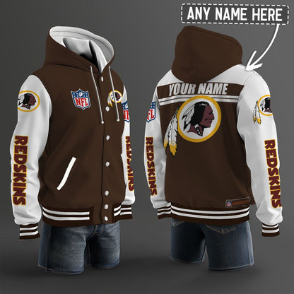 Washington Football Team Hooded Letterman Jacket Custom Name Brdct3da3305