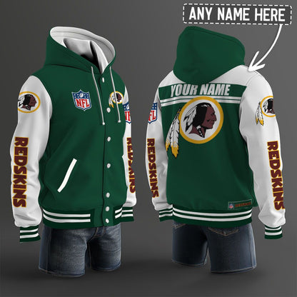 Washington Football Team Hooded Letterman Jacket Custom Name Brdct3da3305