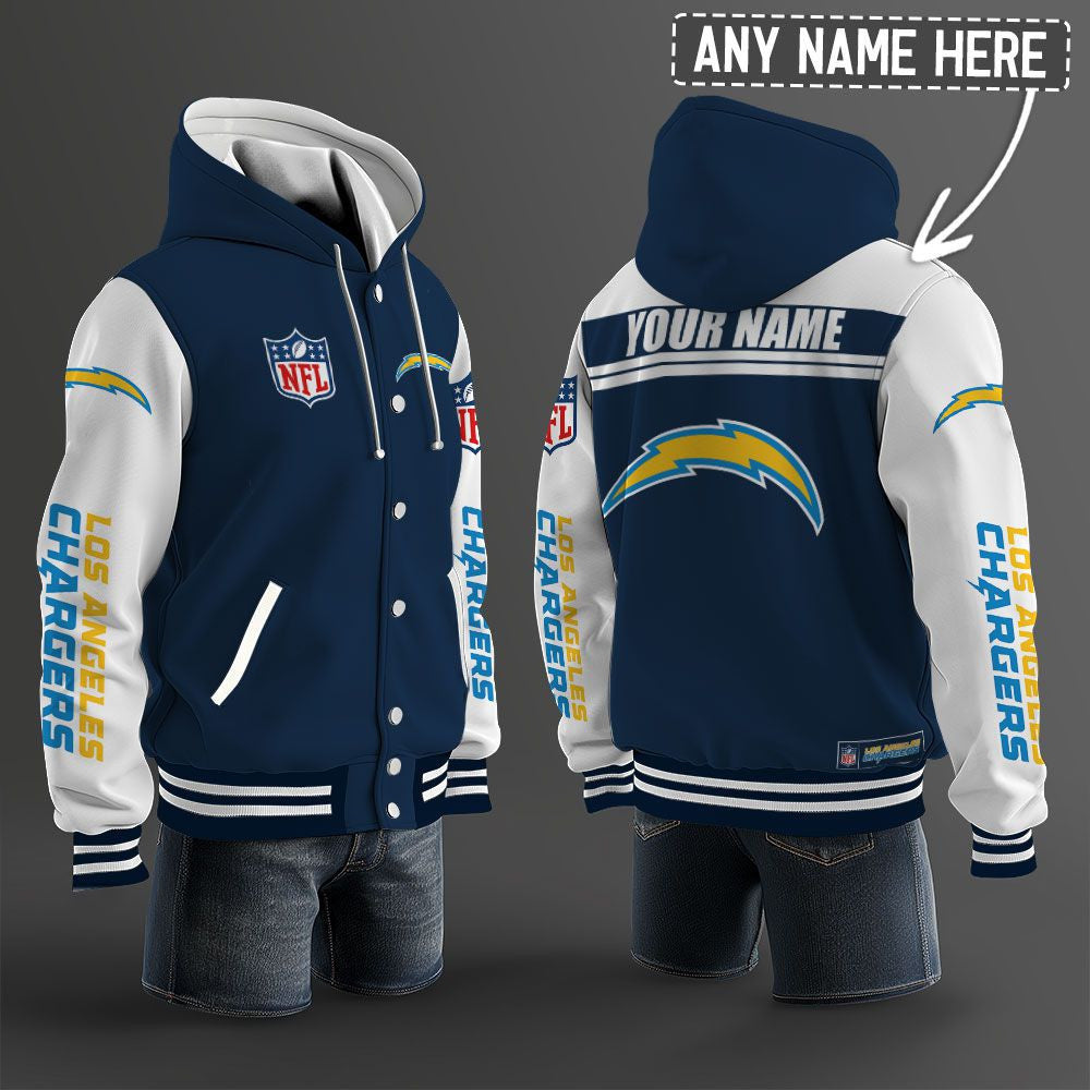 Los Angeles Chargers Hooded Letterman Jacket Custom Name Brdct3da1705