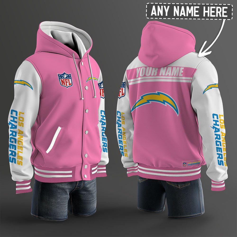 Los Angeles Chargers Hooded Letterman Jacket Custom Name Brdct3da1705