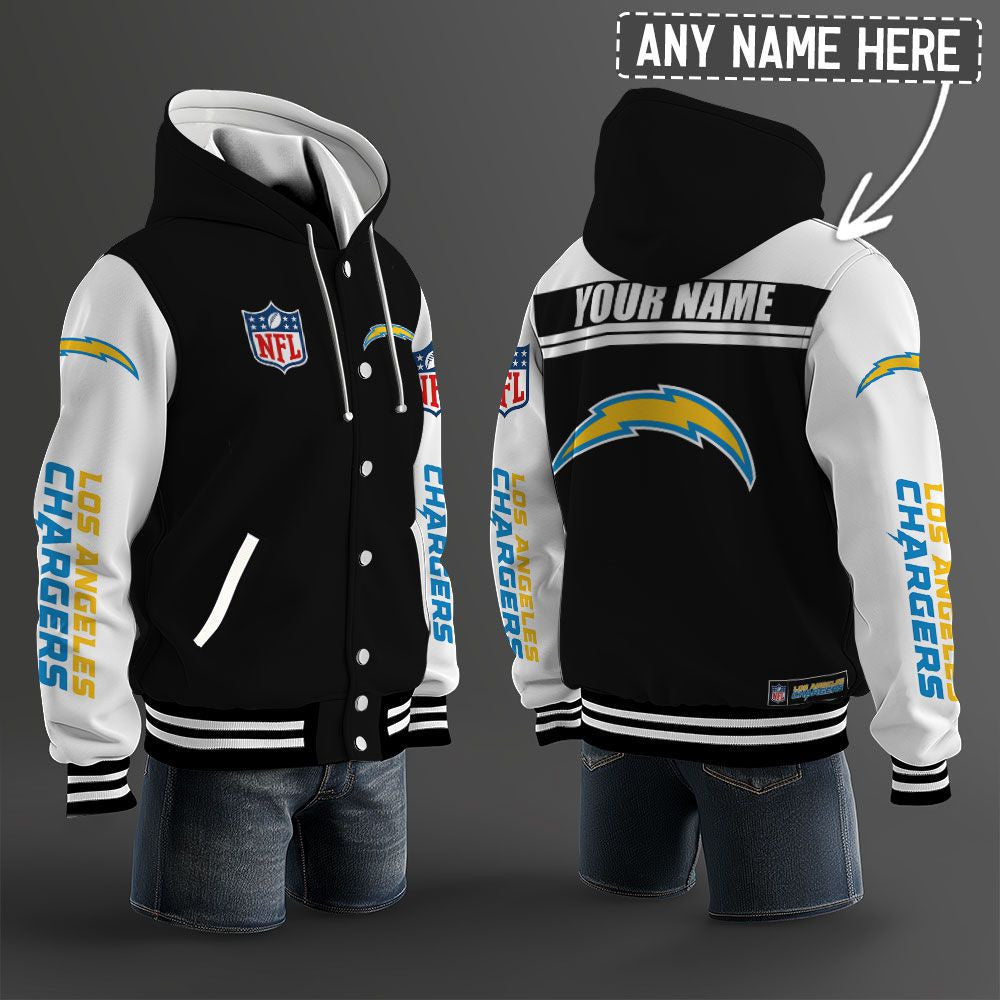 Los Angeles Chargers Hooded Letterman Jacket Custom Name Brdct3da1705