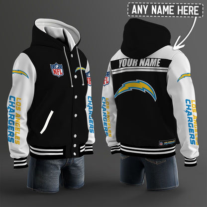 Los Angeles Chargers Hooded Letterman Jacket Custom Name Brdct3da1705