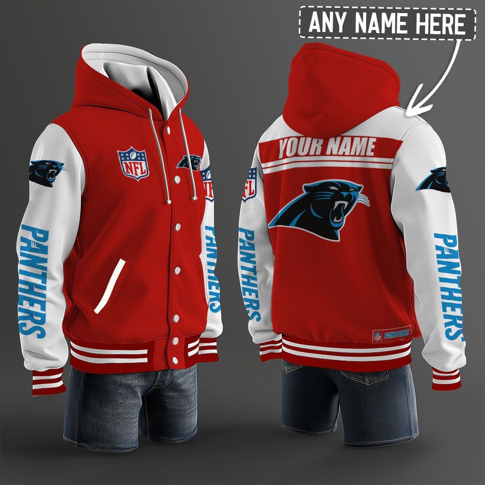 Carolina Panthers Hooded Letterman Jacket Custom Name Brdct3da0505