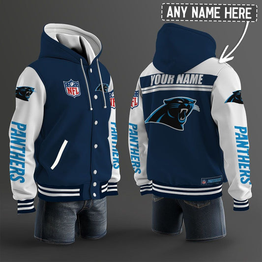 Carolina Panthers Hooded Letterman Jacket Custom Name Brdct3da0505