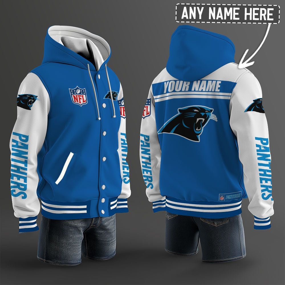 Carolina Panthers Hooded Letterman Jacket Custom Name Brdct3da0505