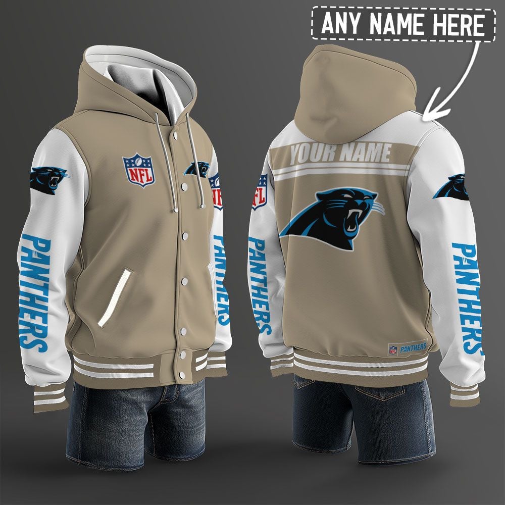 Carolina Panthers Hooded Letterman Jacket Custom Name Brdct3da0505