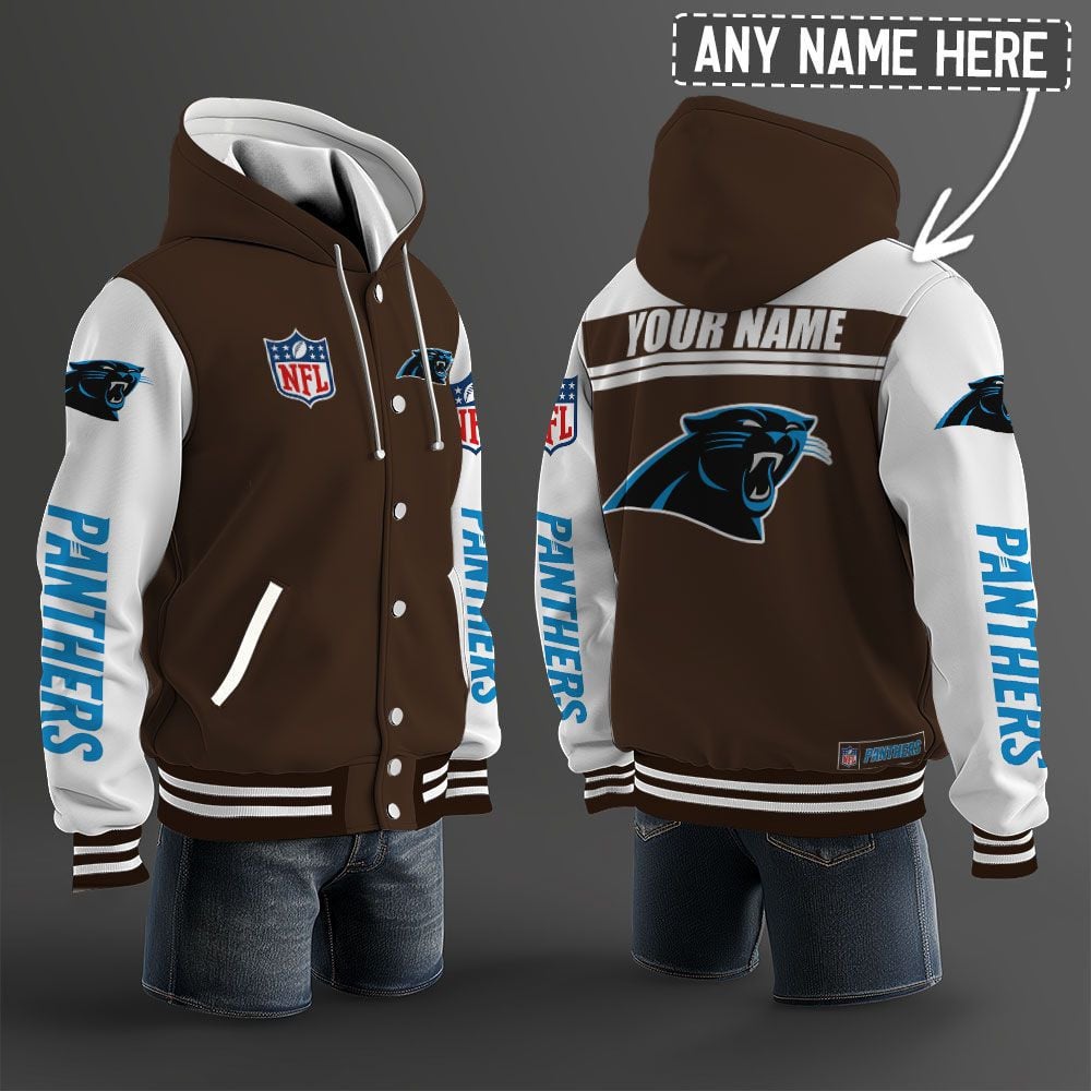 Carolina Panthers Hooded Letterman Jacket Custom Name Brdct3da0505