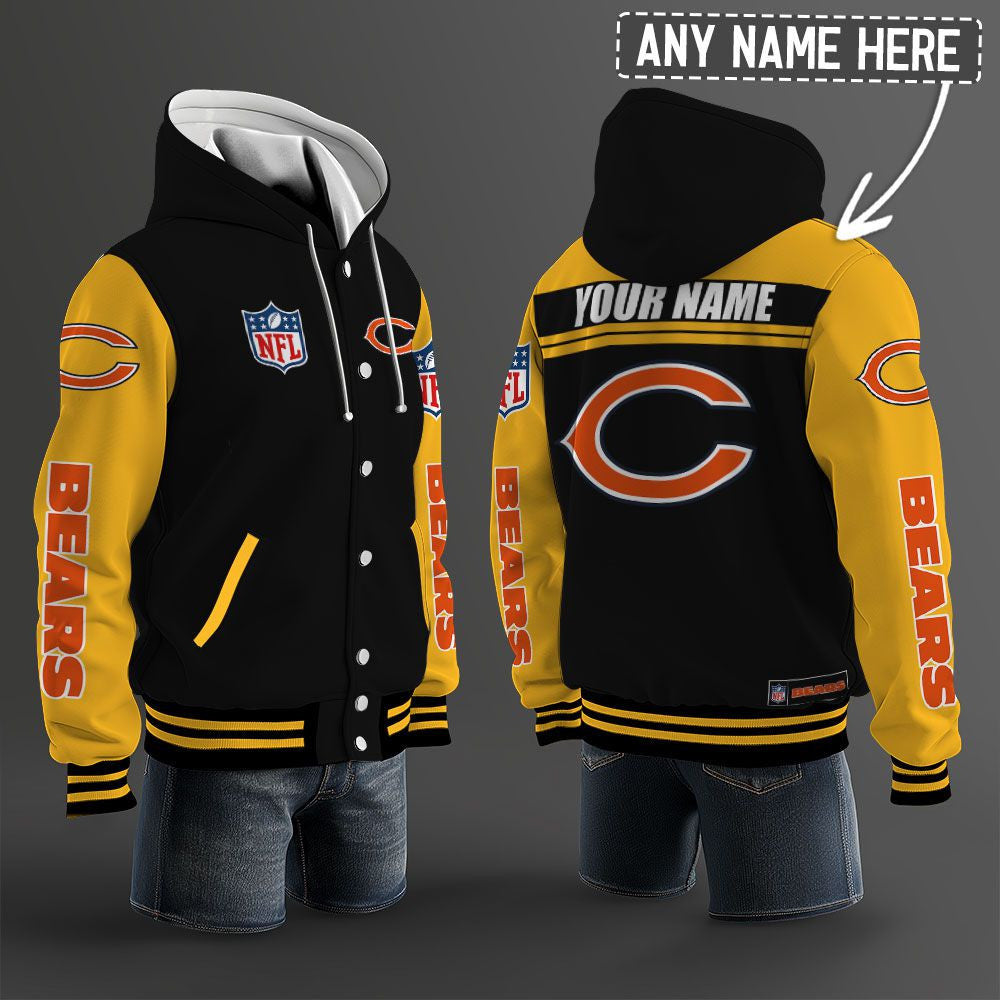 Chicago Bears Hooded Letterman Jacket Custom Name Brdct3da0605