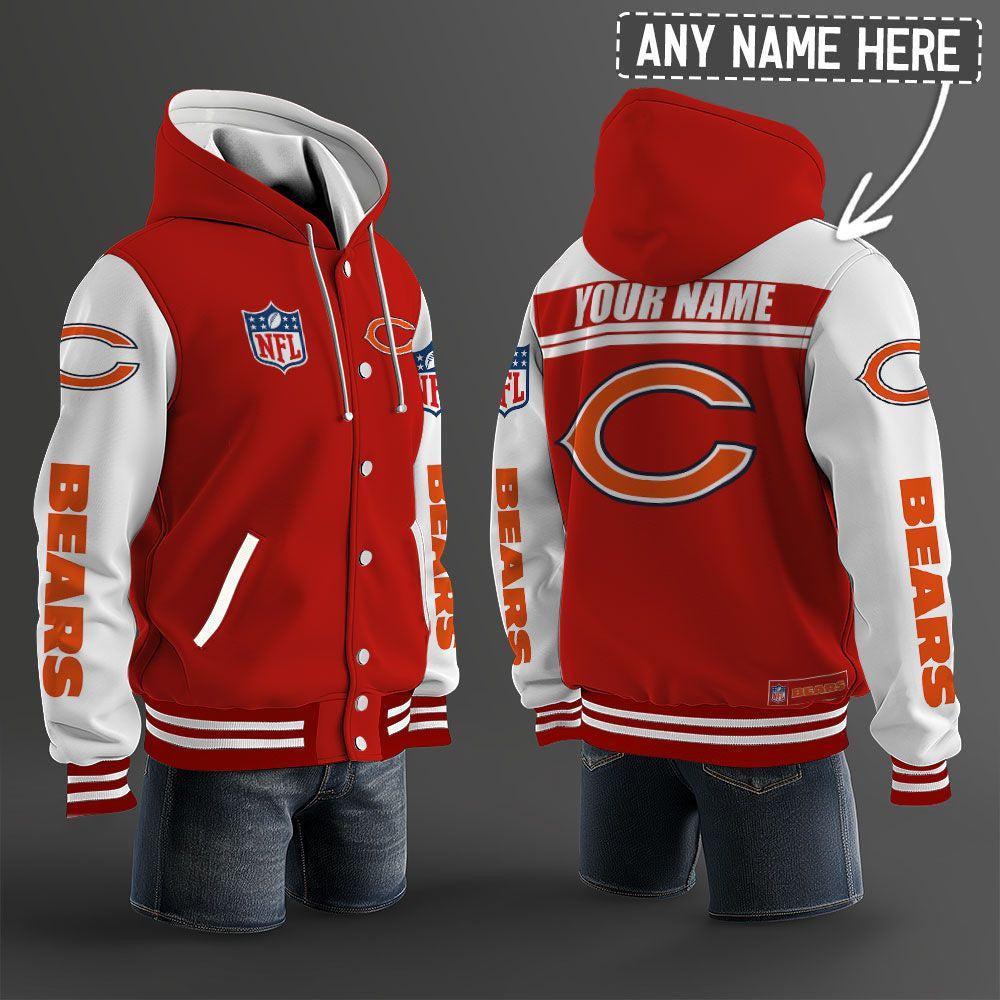 Chicago Bears Hooded Letterman Jacket Custom Name Brdct3da0605