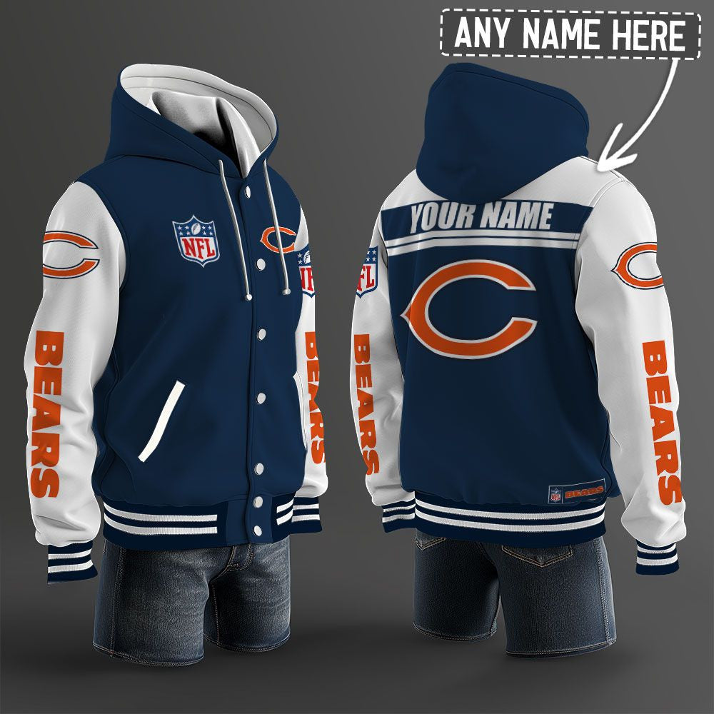 Chicago Bears Hooded Letterman Jacket Custom Name Brdct3da0605