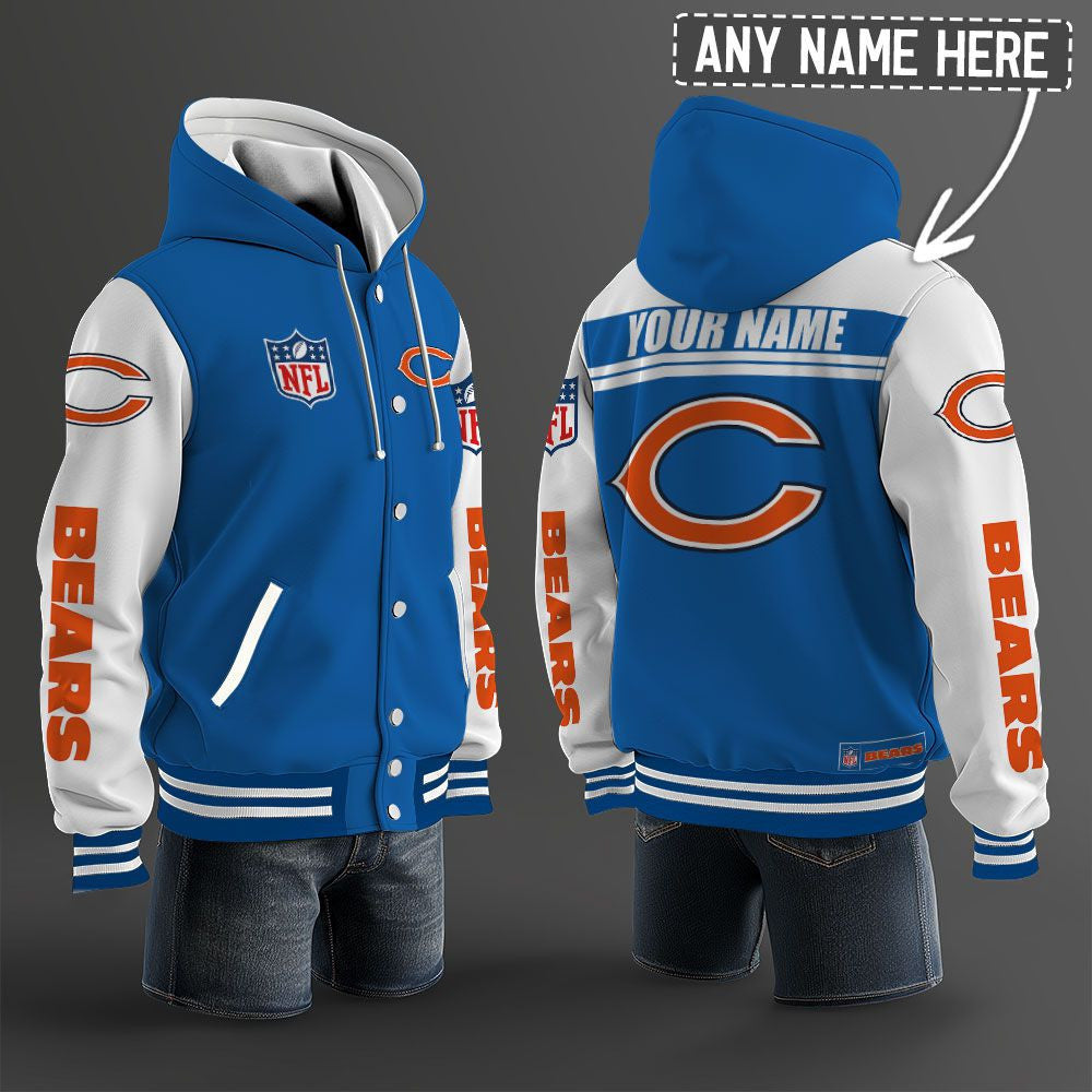 Chicago Bears Hooded Letterman Jacket Custom Name Brdct3da0605