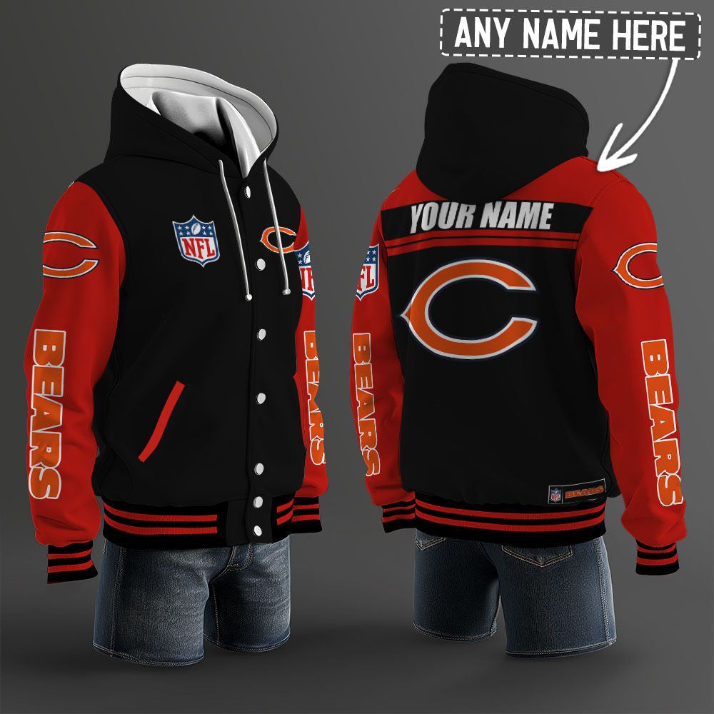 Chicago Bears Hooded Letterman Jacket Custom Name Brdct3da0605