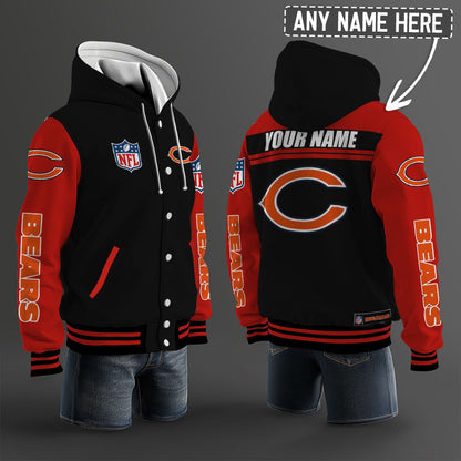 Chicago Bears Hooded Letterman Jacket Custom Name Brdct3da0605