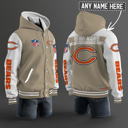 Chicago Bears Hooded Letterman Jacket Custom Name Brdct3da0605