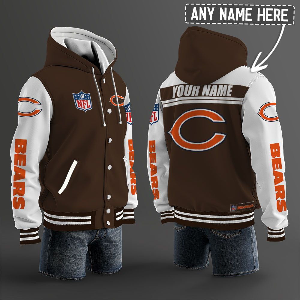 Chicago Bears Hooded Letterman Jacket Custom Name Brdct3da0605