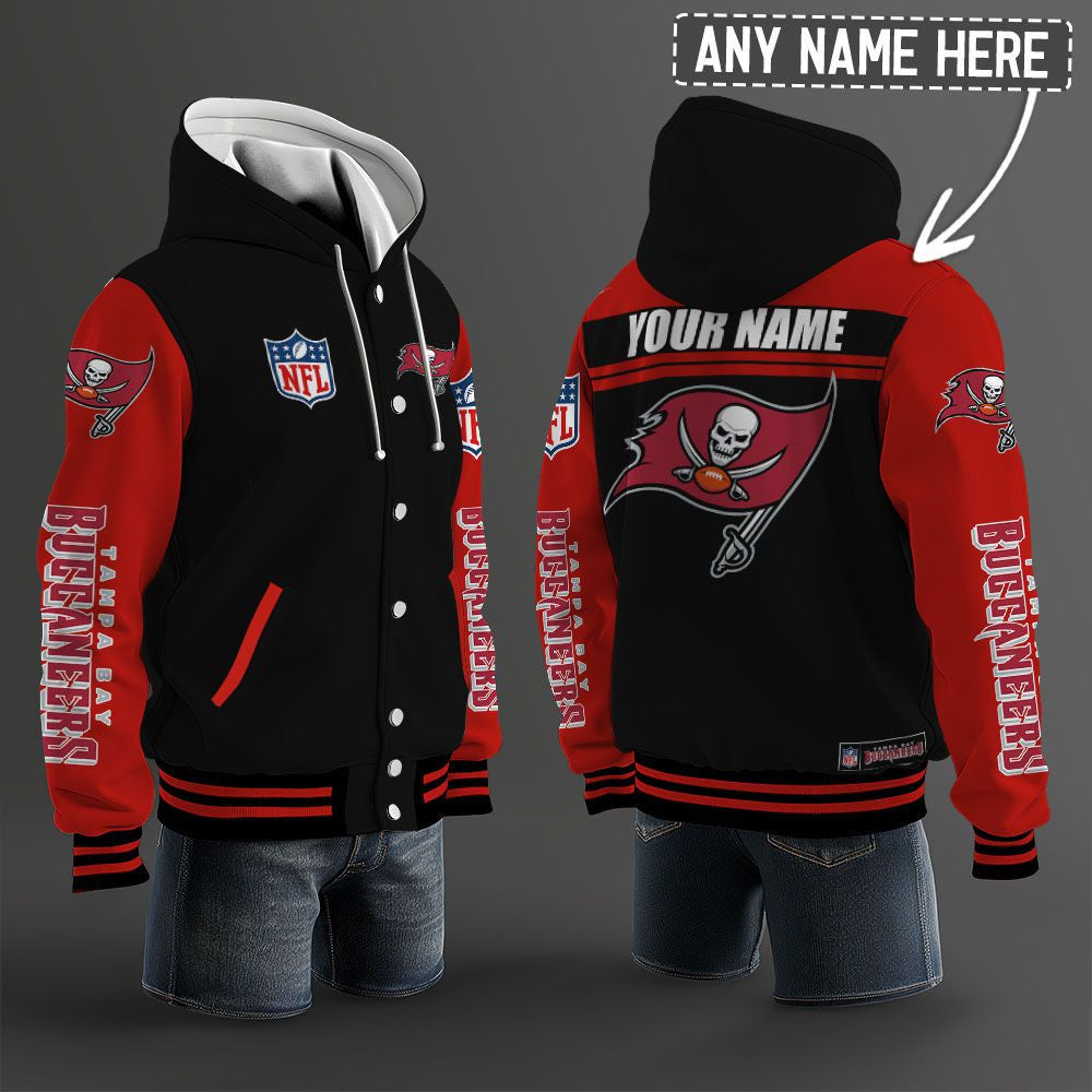 Tampa Bay Buccaneers Hooded Letterman Jacket Custom Name Brdct3da3005